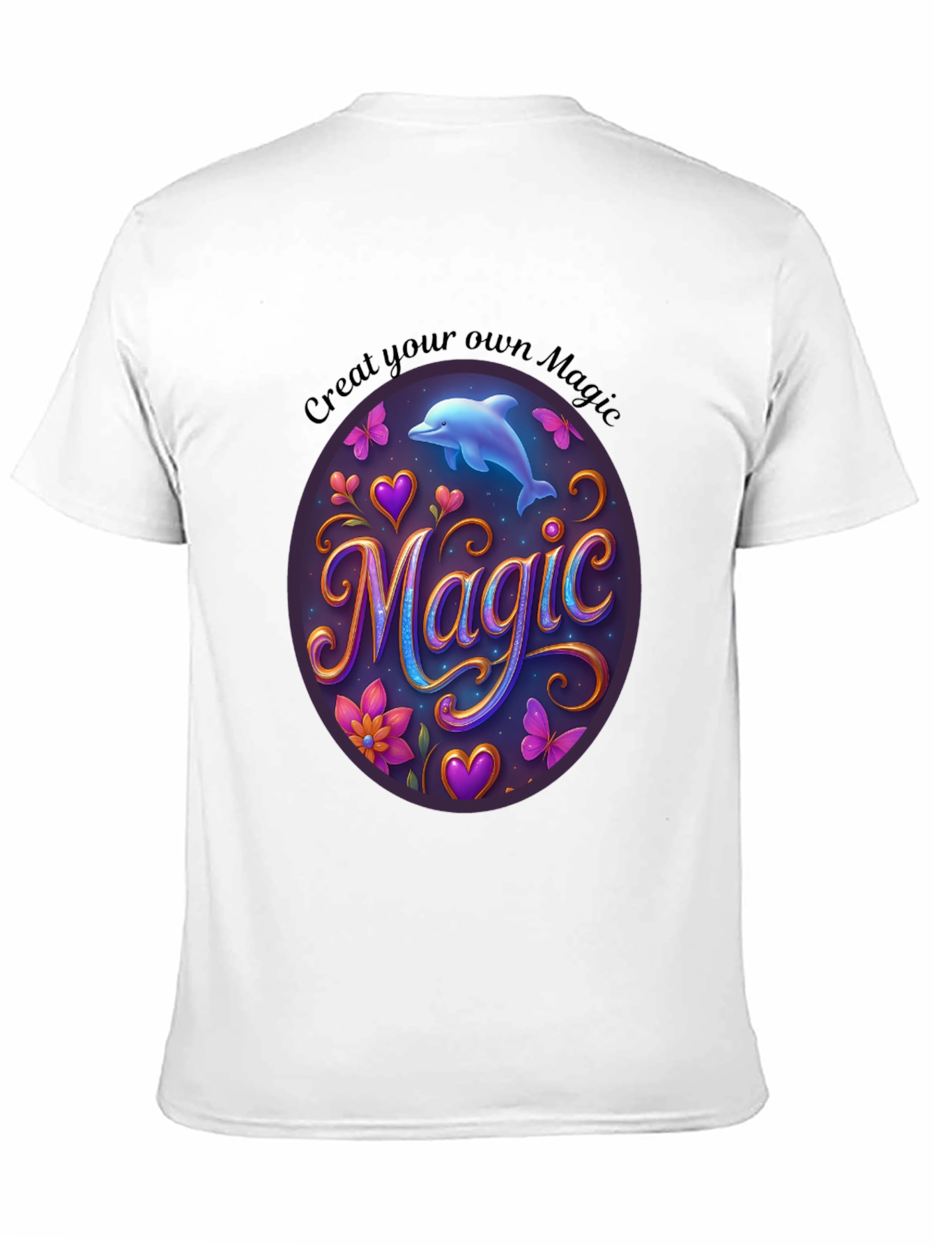Magic Dolphin Graphic Tee - Unisex Black T-Shirt