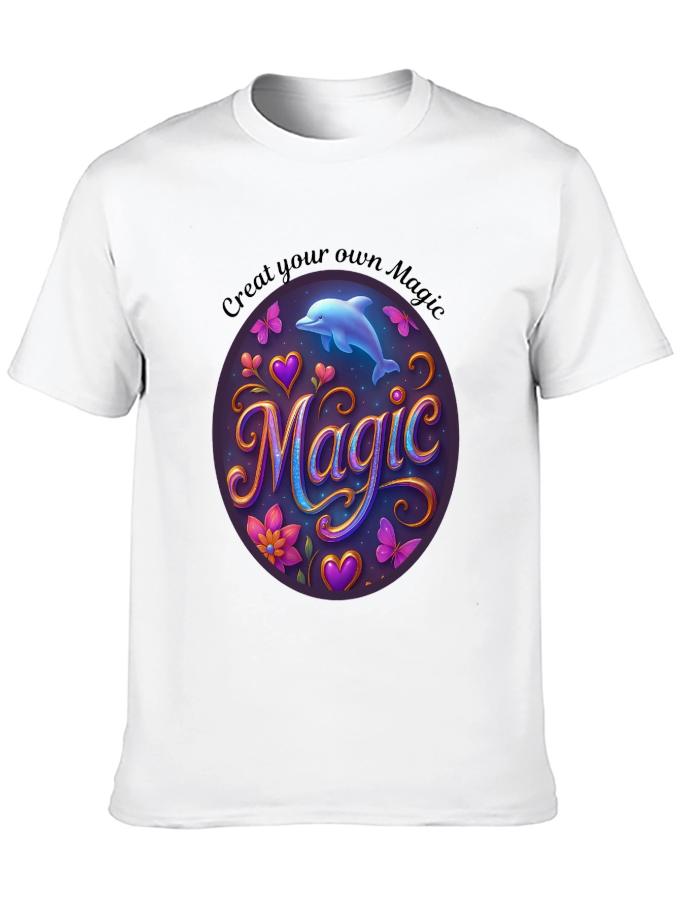 Magic Dolphin Graphic Tee - Unisex Black T-Shirt