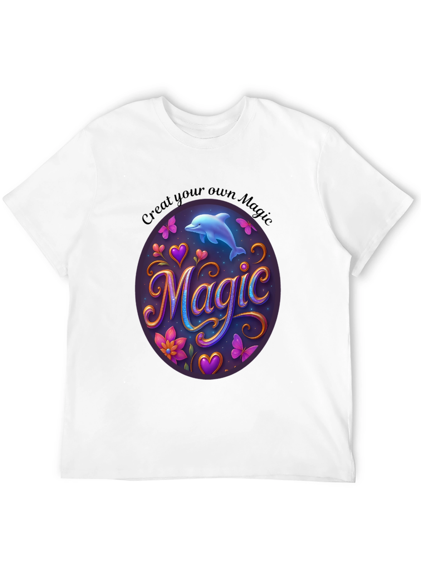 Magic Dolphin Graphic Tee - Unisex Black T-Shirt