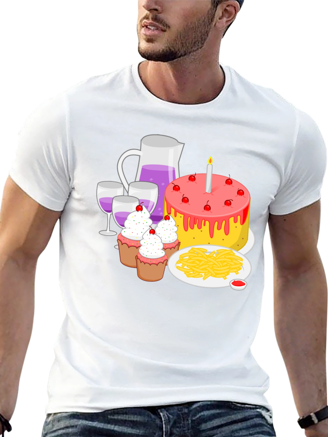 Birthday Party T-Shirt: Cake Wine and Fun!