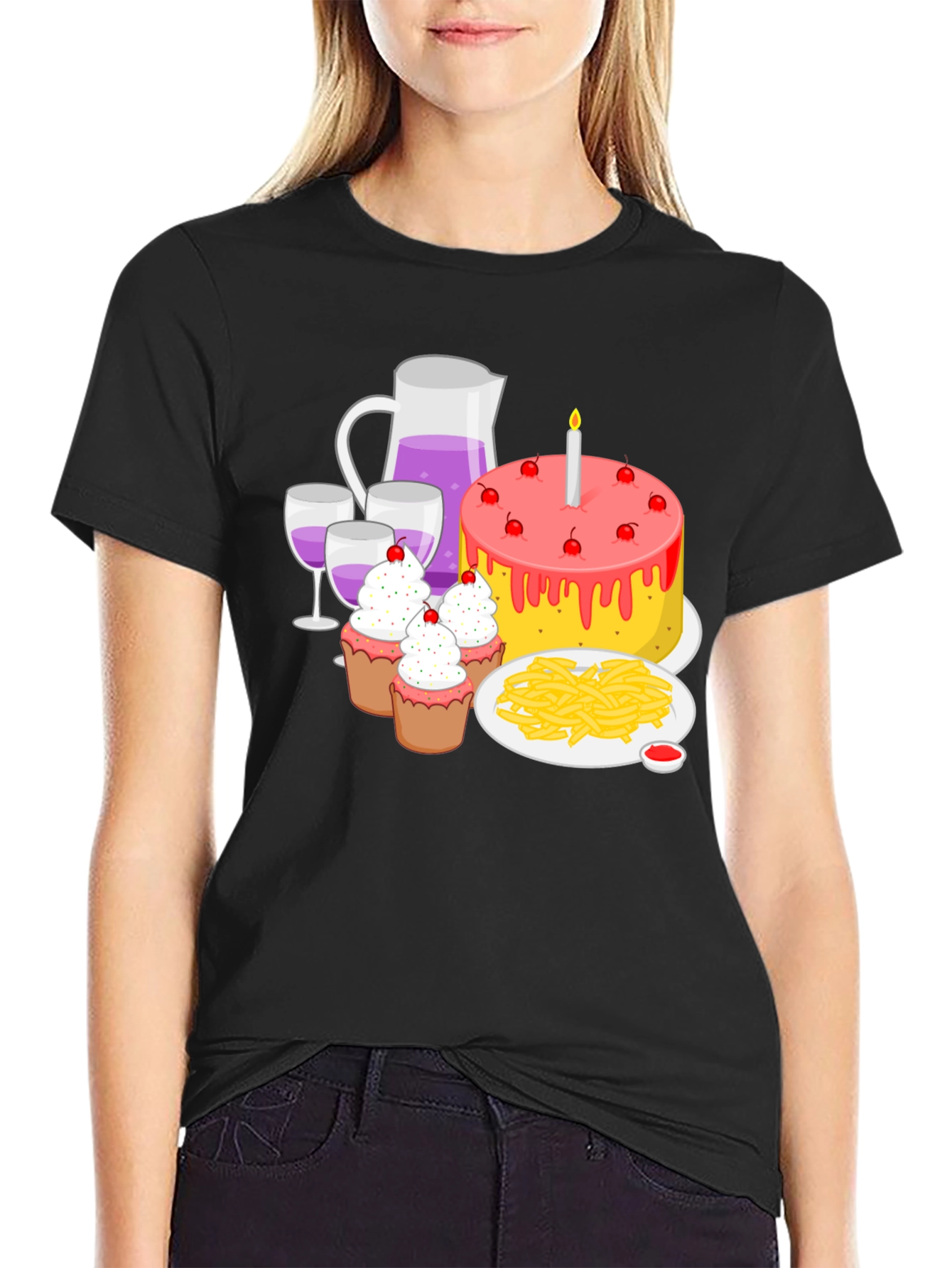 Birthday Party T-Shirt: Cake Wine and Fun!