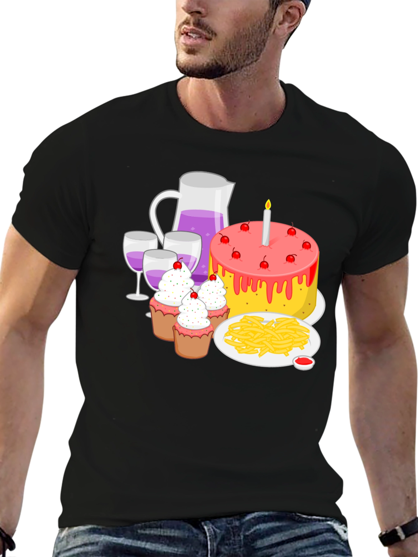 Birthday Party T-Shirt: Cake Wine and Fun!