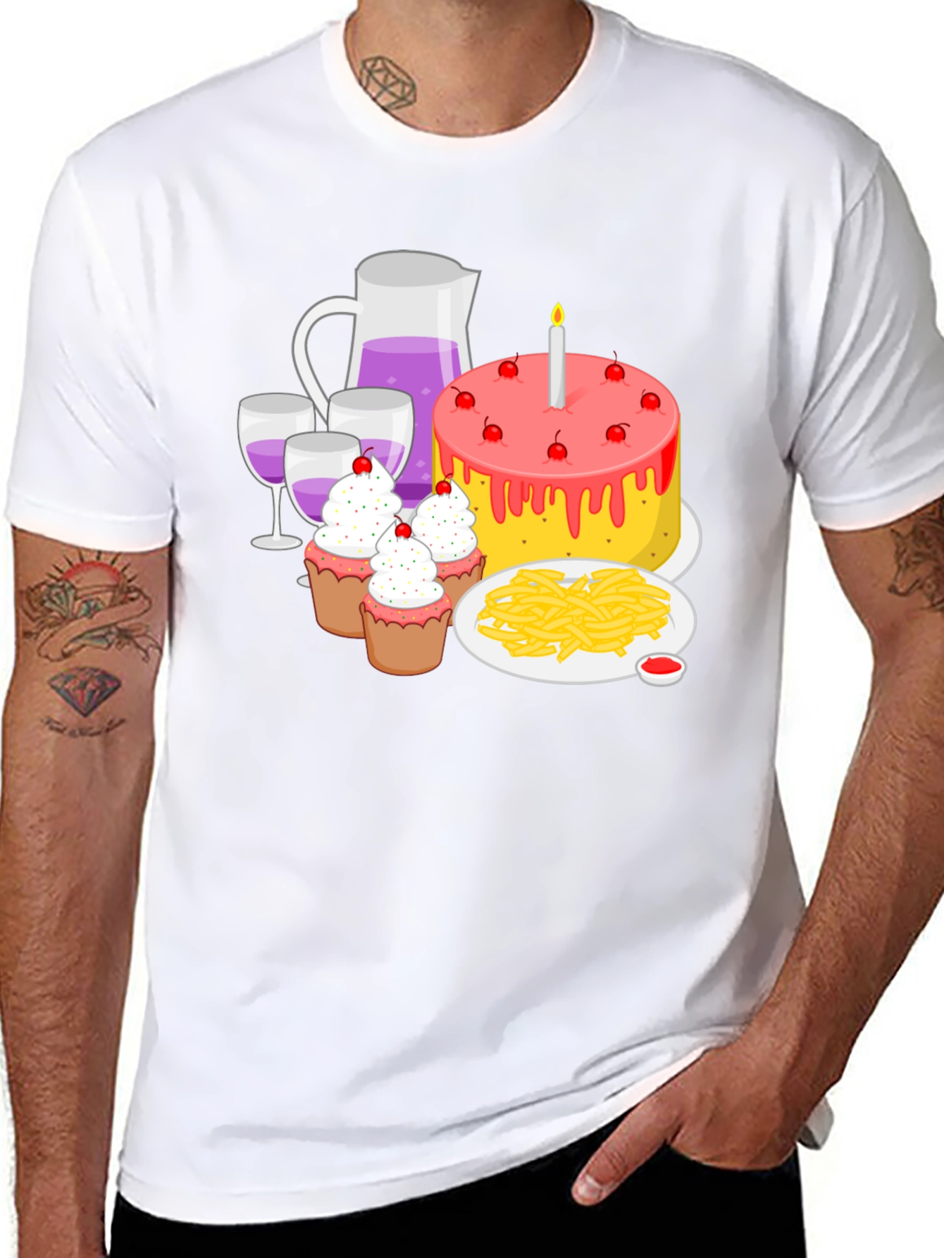 Birthday Party T-Shirt: Cake Wine and Fun!