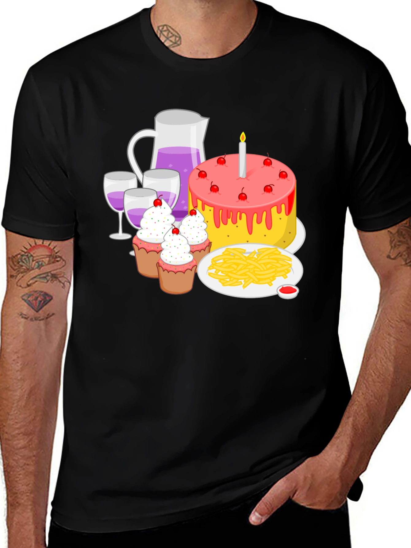 Birthday Party T-Shirt: Cake Wine and Fun!