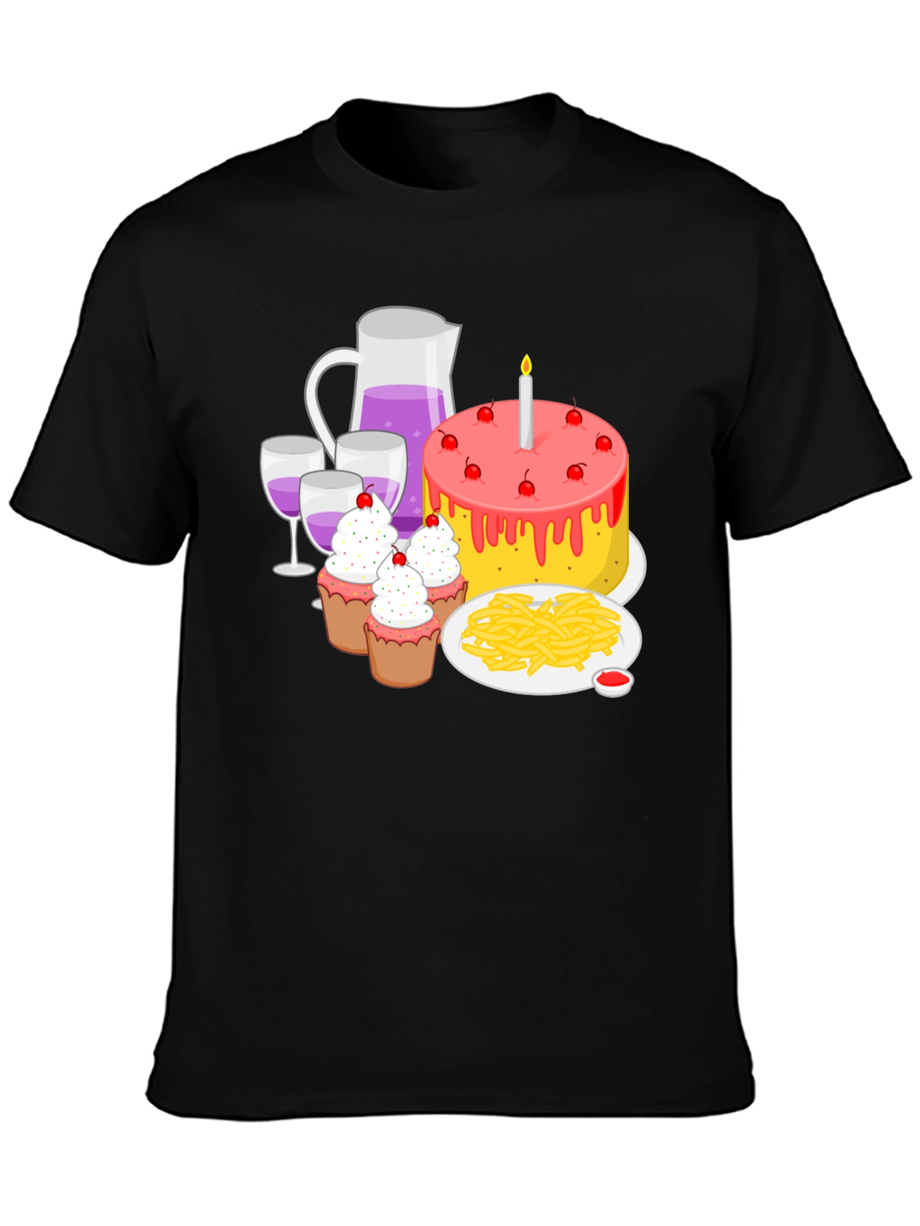 Birthday Party T-Shirt: Cake Wine and Fun!