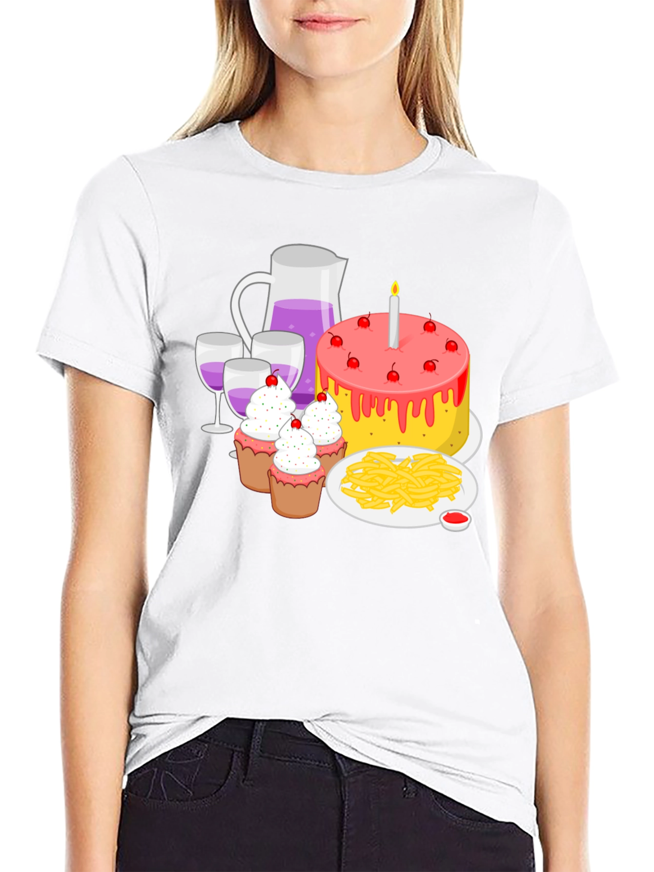 Birthday Party T-Shirt: Cake Wine and Fun!
