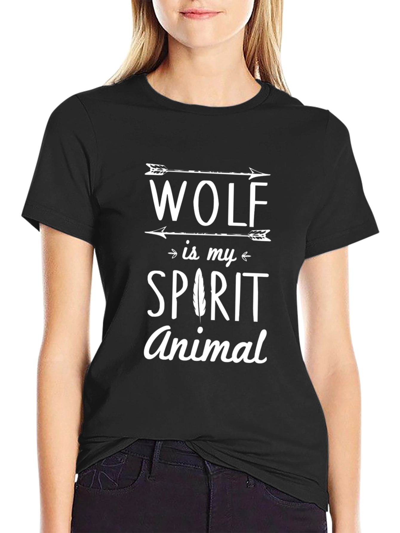 Wolf Spirit Animal Graphic T-Shirt - Black