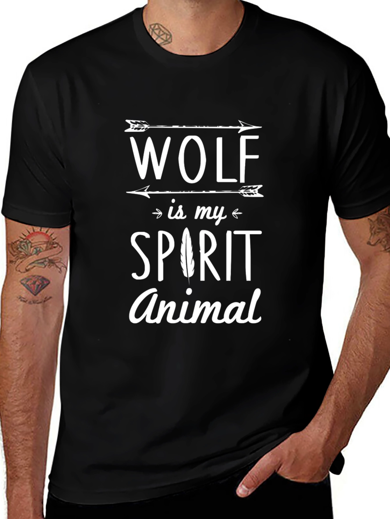 Wolf Spirit Animal Graphic T-Shirt - Black