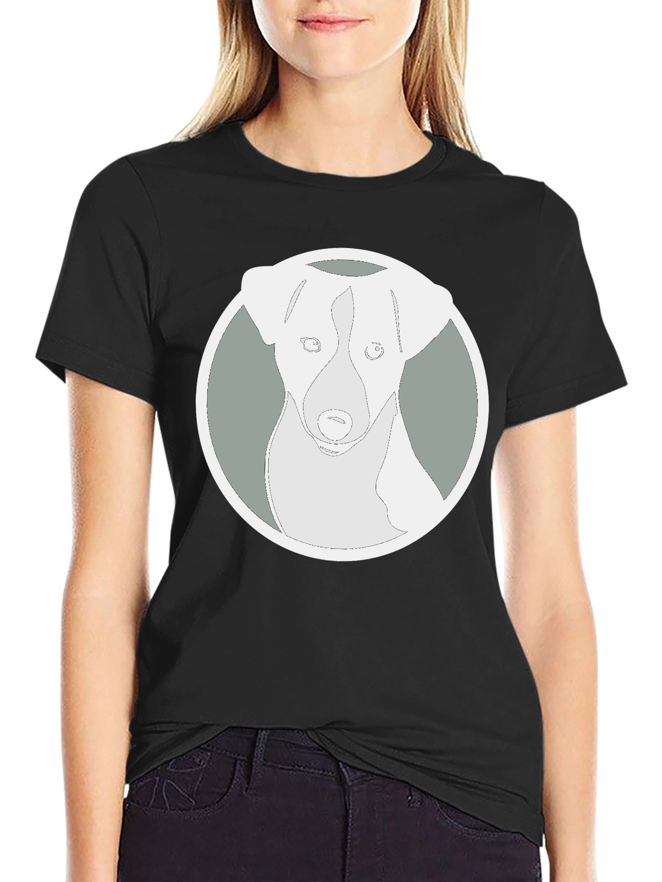 Dog Graphic Tee - Black Cotton Blend