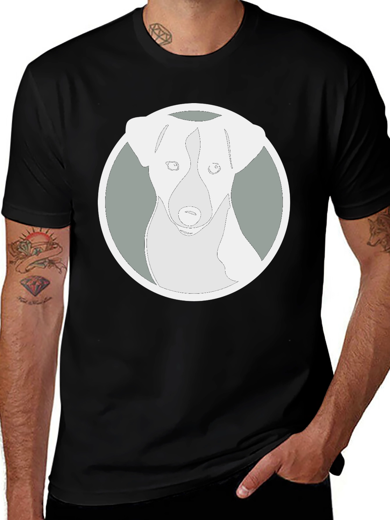 Dog Graphic Tee - Black Cotton Blend