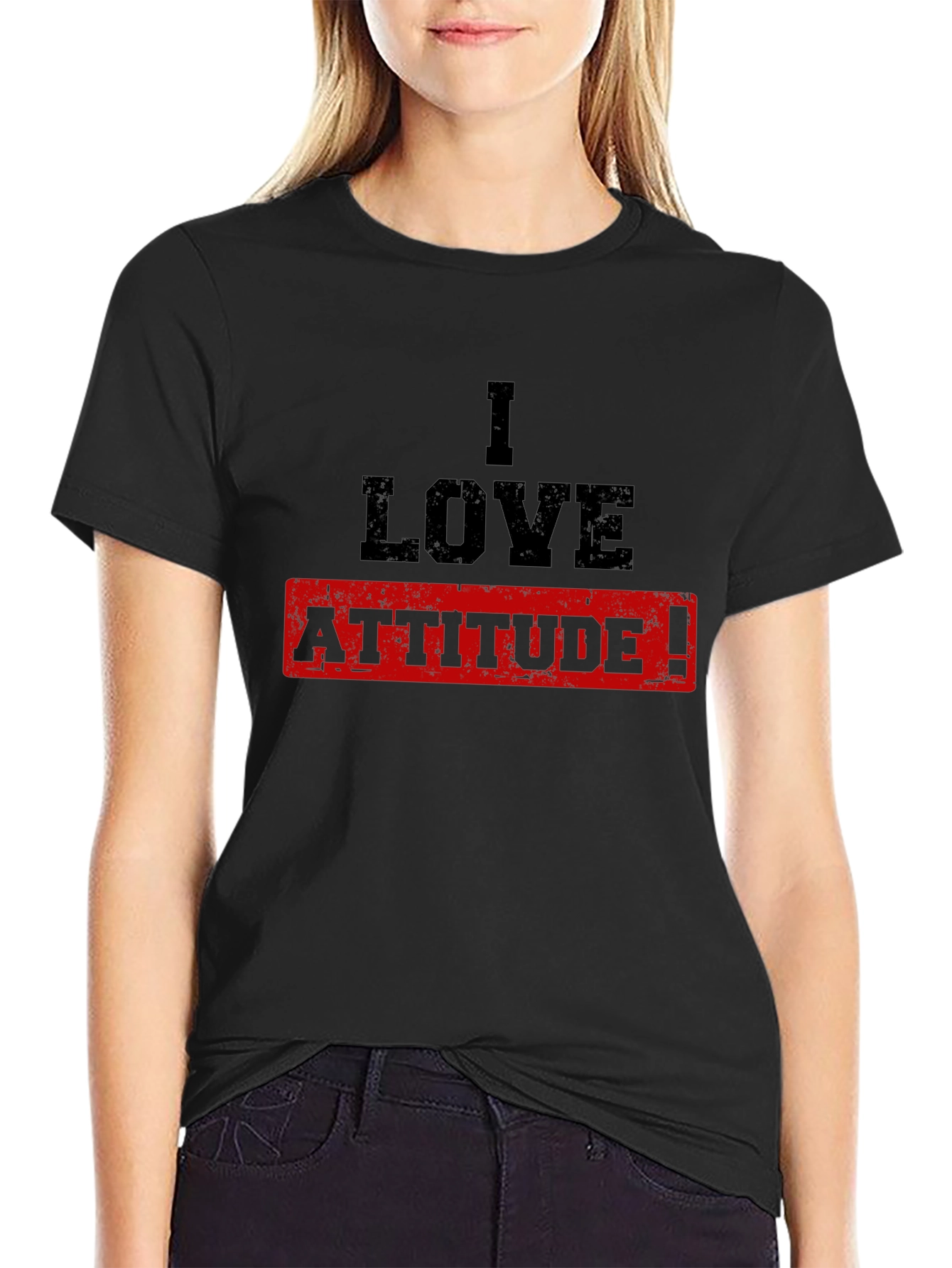 I Love Attitude T-Shirt - Black Cotton Tee