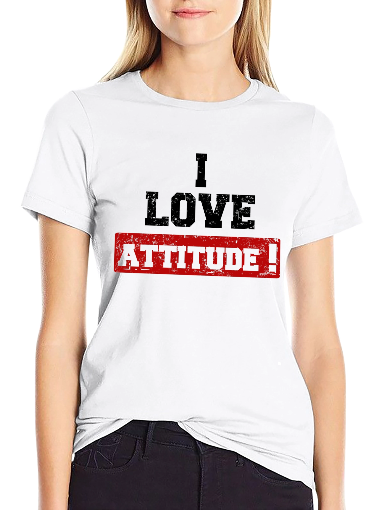 I Love Attitude T-Shirt - Black Cotton Tee