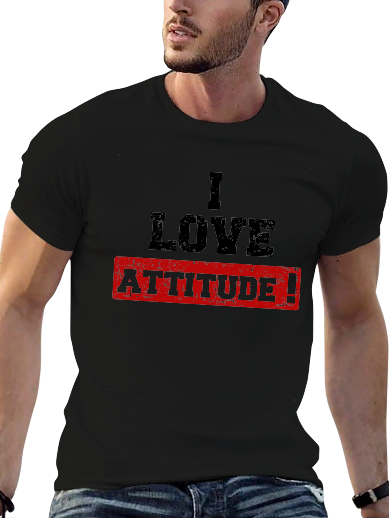 I Love Attitude T-Shirt - Black Cotton Tee