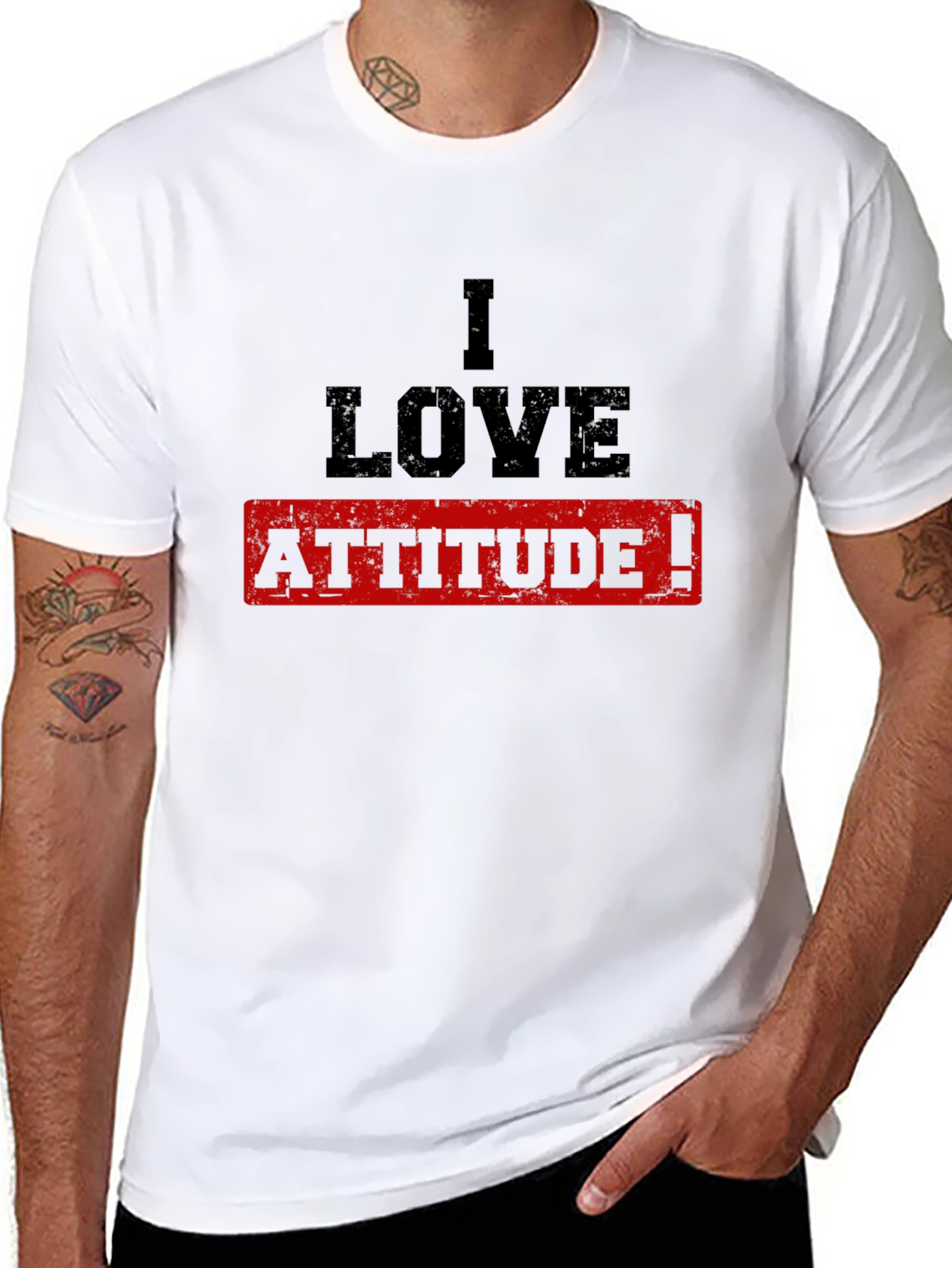 I Love Attitude T-Shirt - Black Cotton Tee