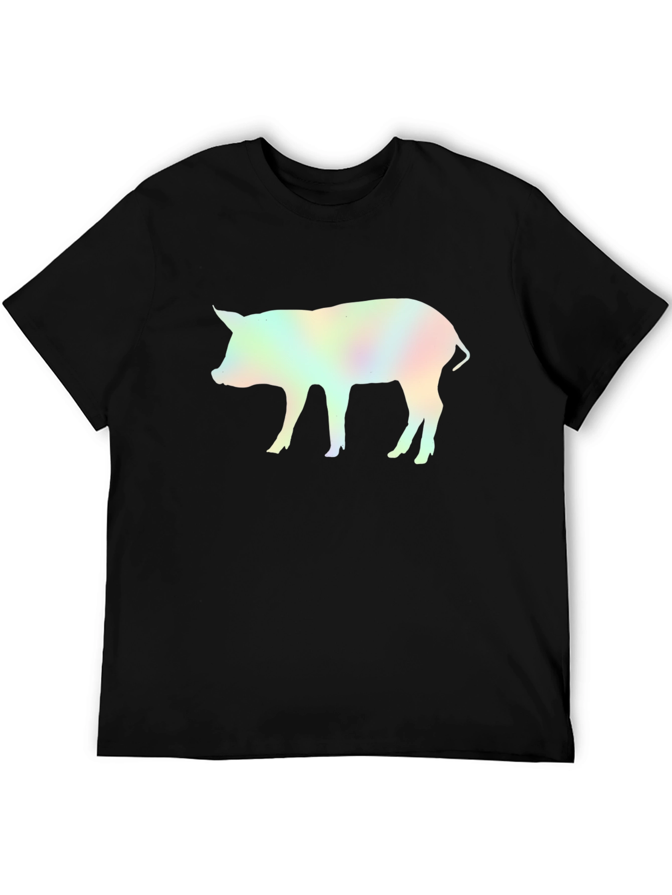 Holographic Pig Graphic Black T-Shirt