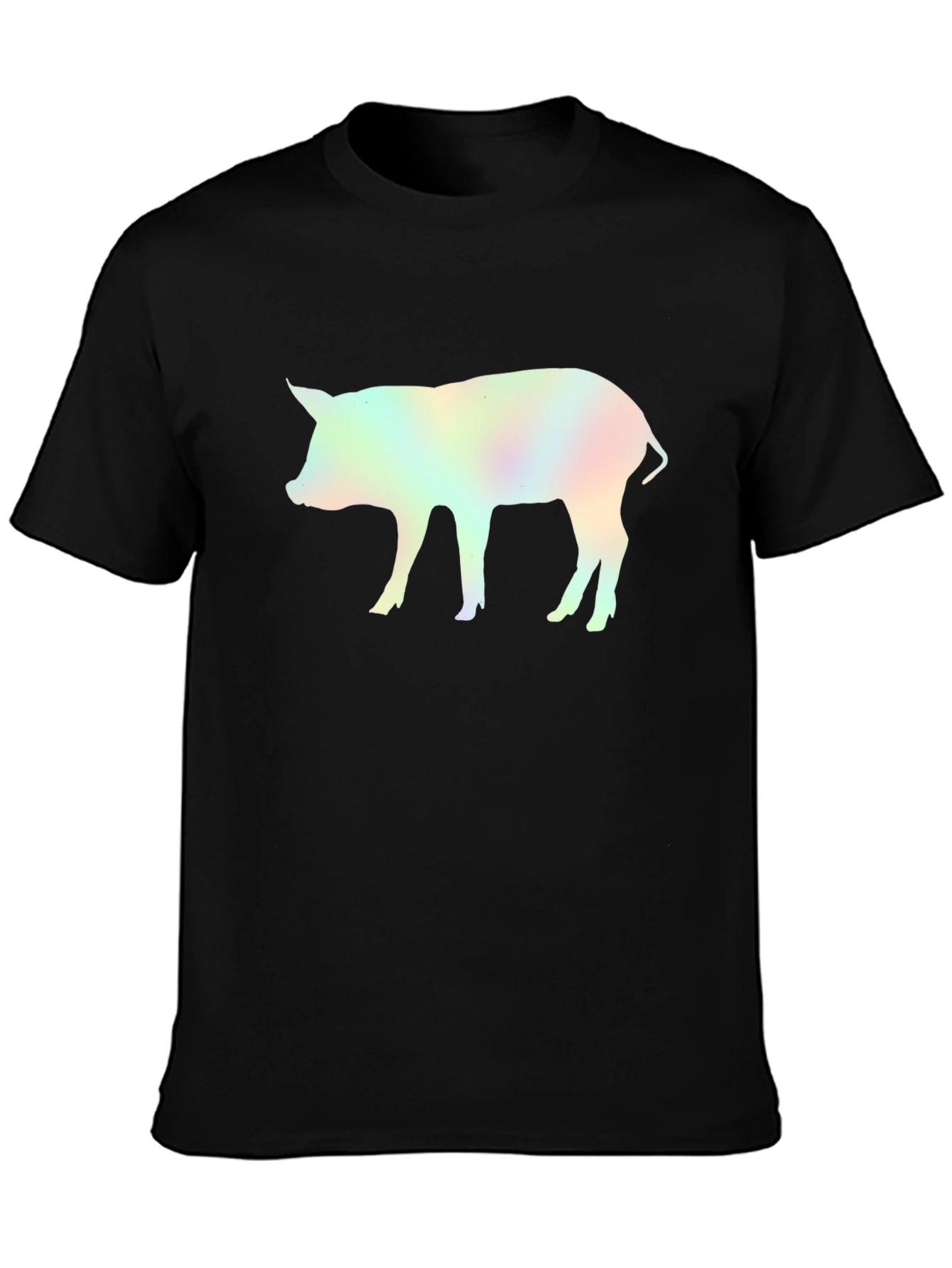 Holographic Pig Graphic Black T-Shirt