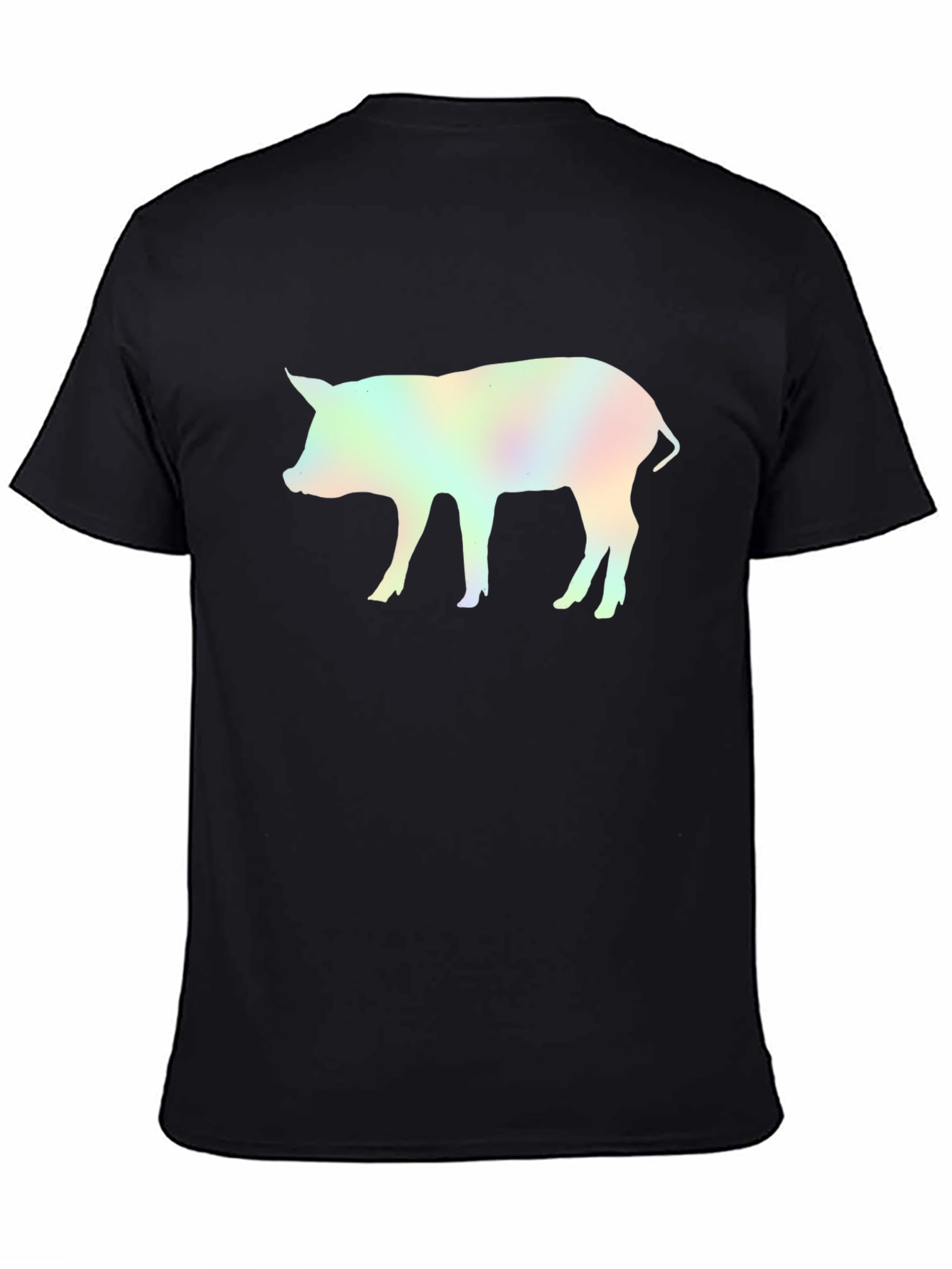 Holographic Pig Graphic Black T-Shirt
