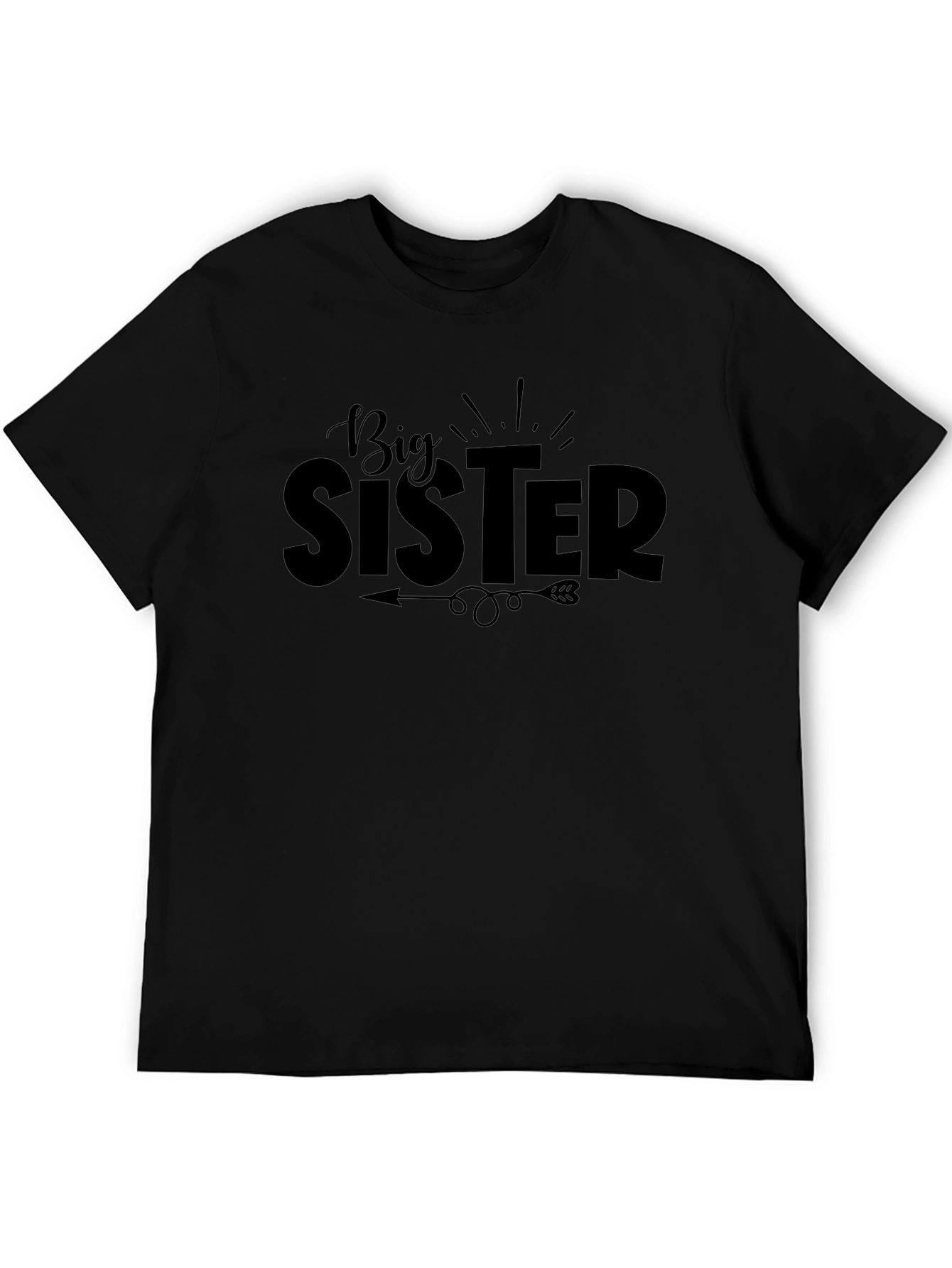 Big Sister Black Graphic Tee - Cute Sibling Announcement