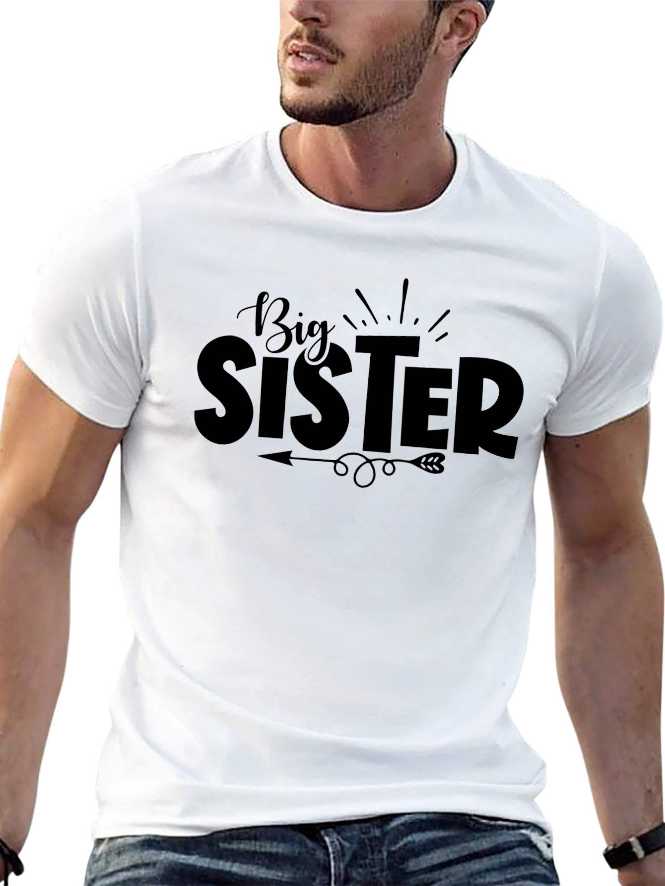 Big Sister Black Graphic Tee - Cute Sibling Announcement