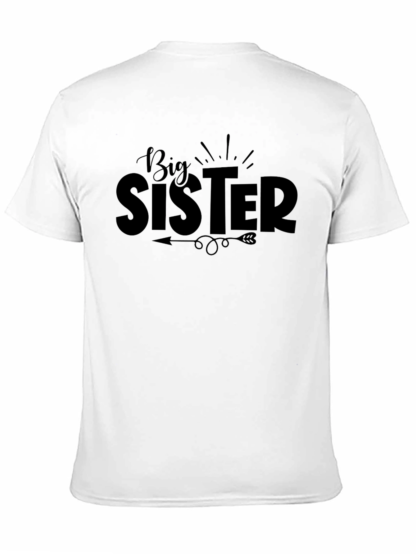 Big Sister Black Graphic Tee - Cute Sibling Announcement