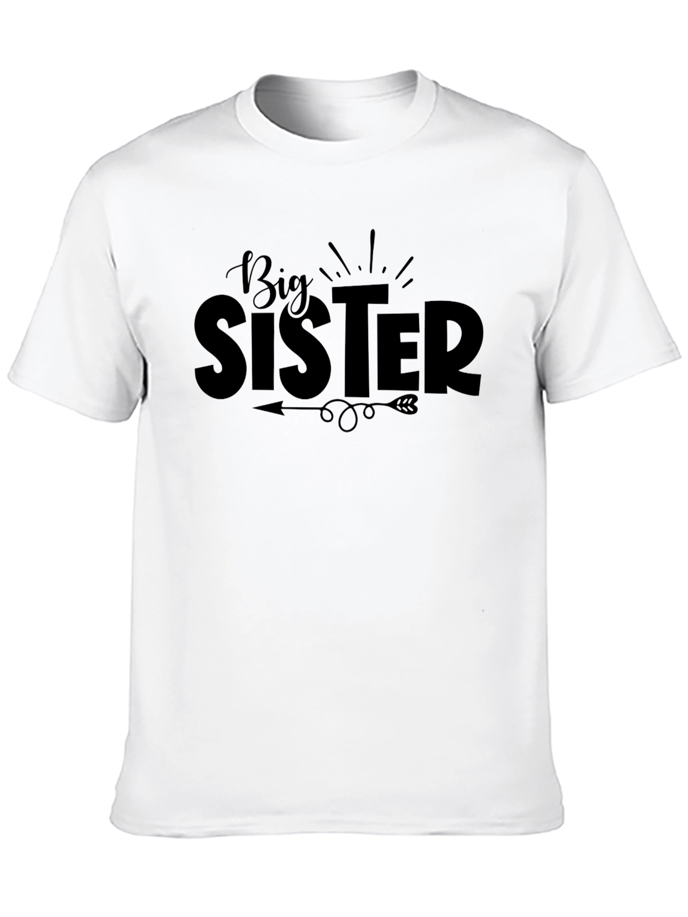 Big Sister Black Graphic Tee - Cute Sibling Announcement