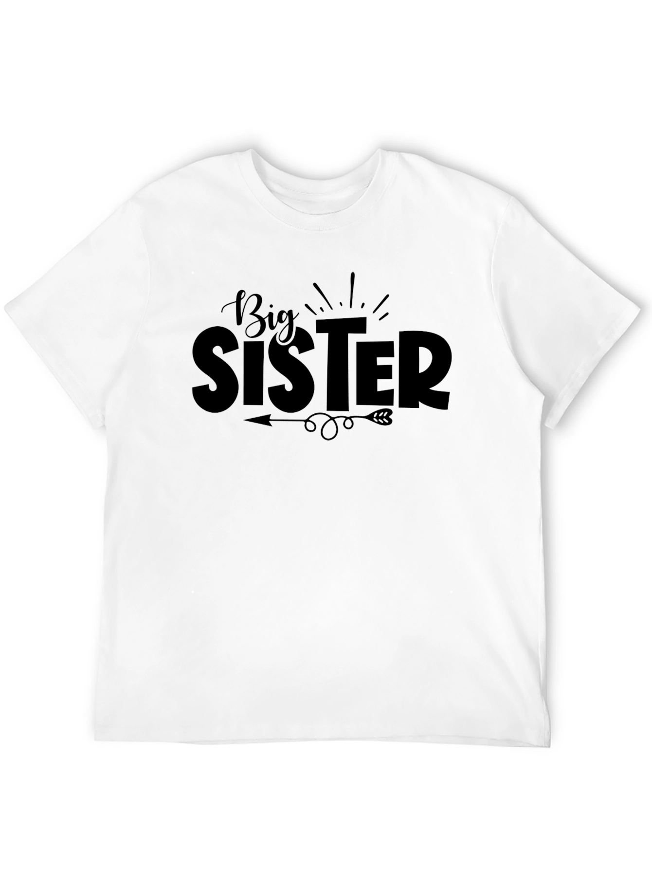 Big Sister Black Graphic Tee - Cute Sibling Announcement