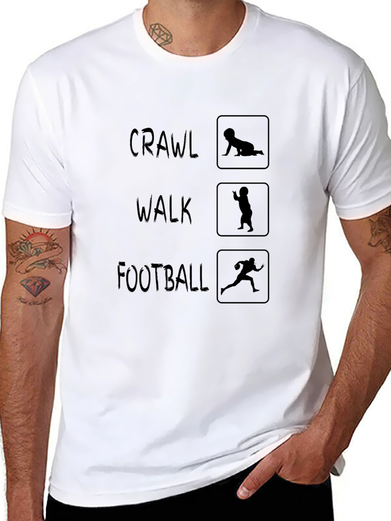 Crawl Walk Football Mens Black T-Shirt