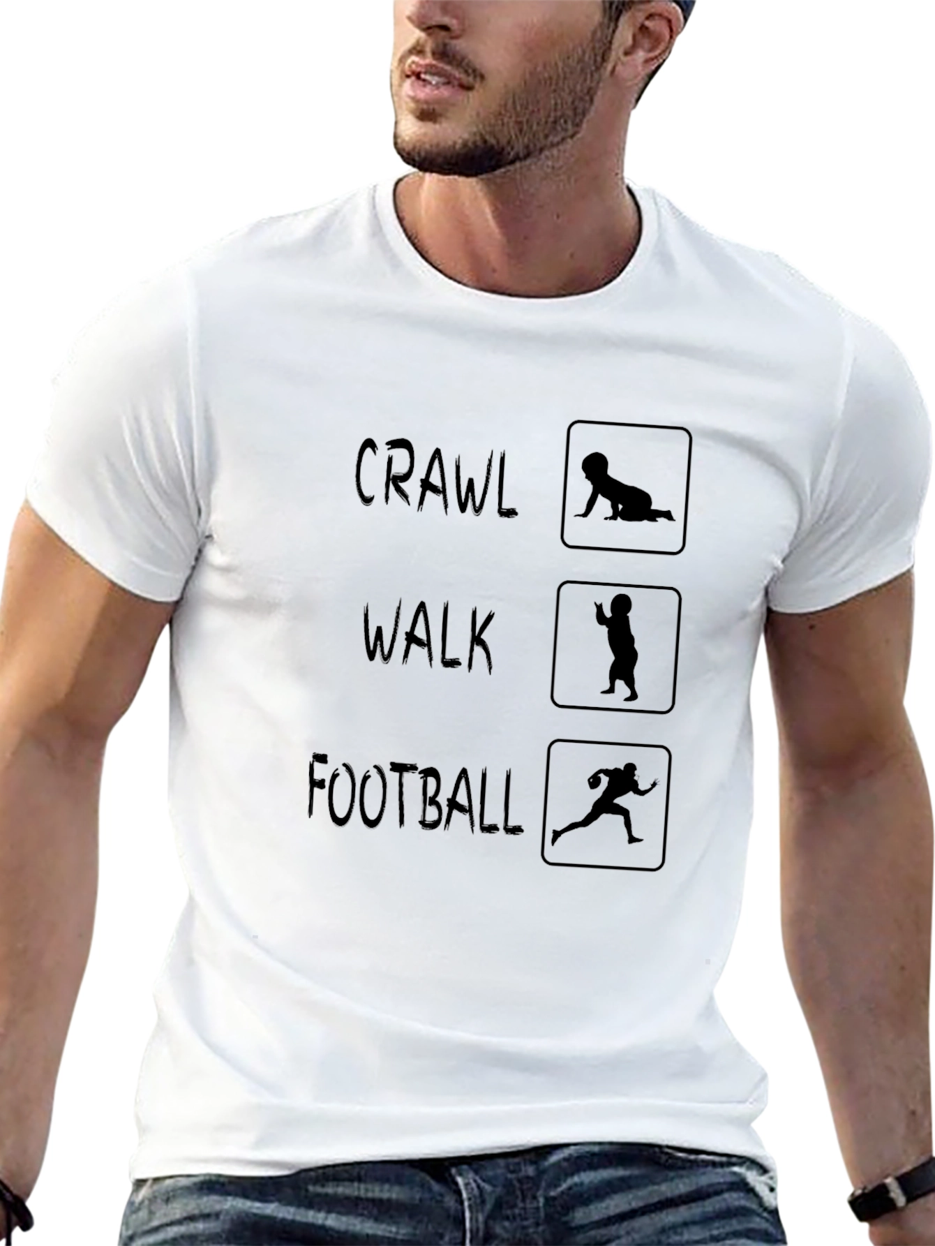 Crawl Walk Football Mens Black T-Shirt
