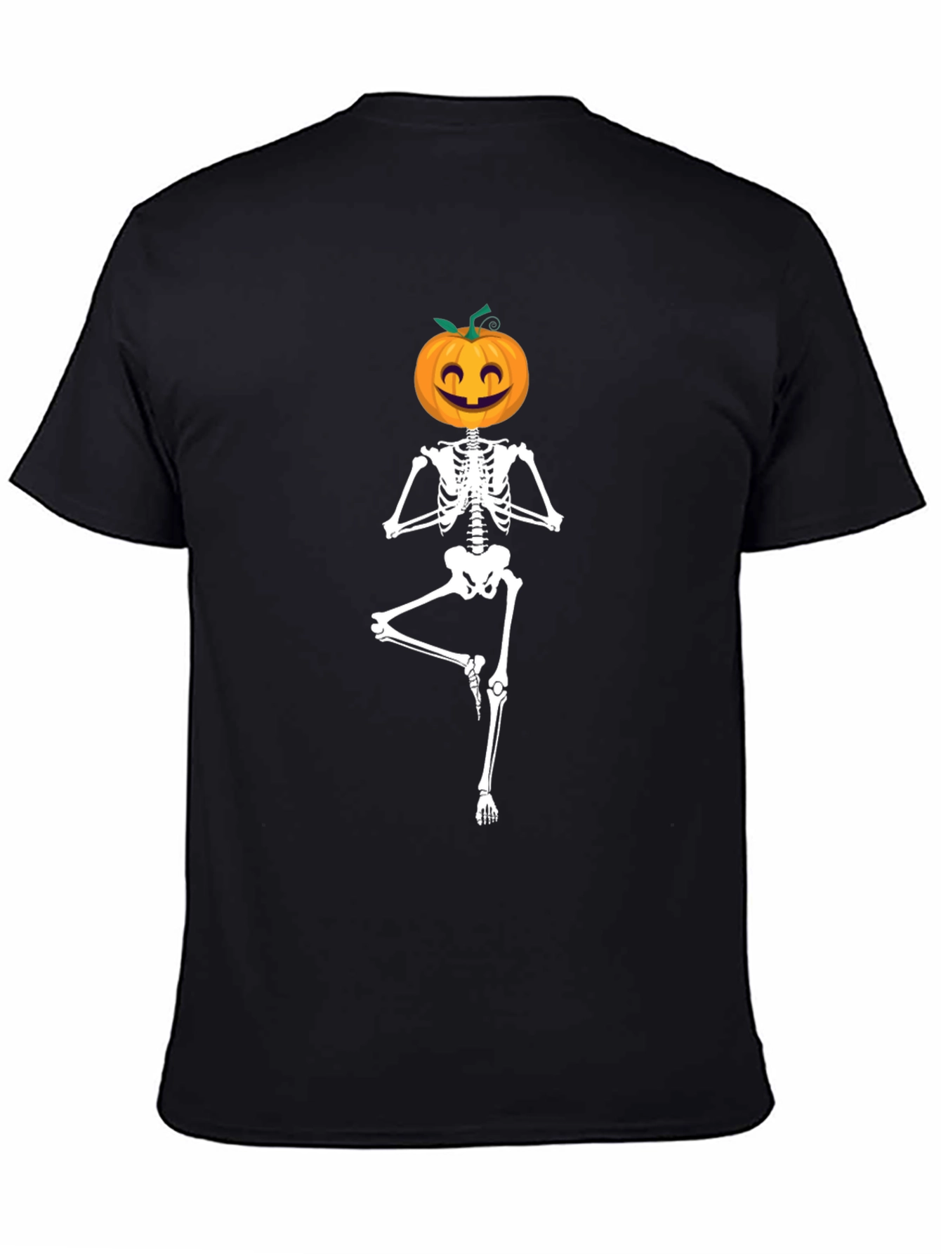 Halloween Skeleton Yoga Pumpkin Head T-Shirt