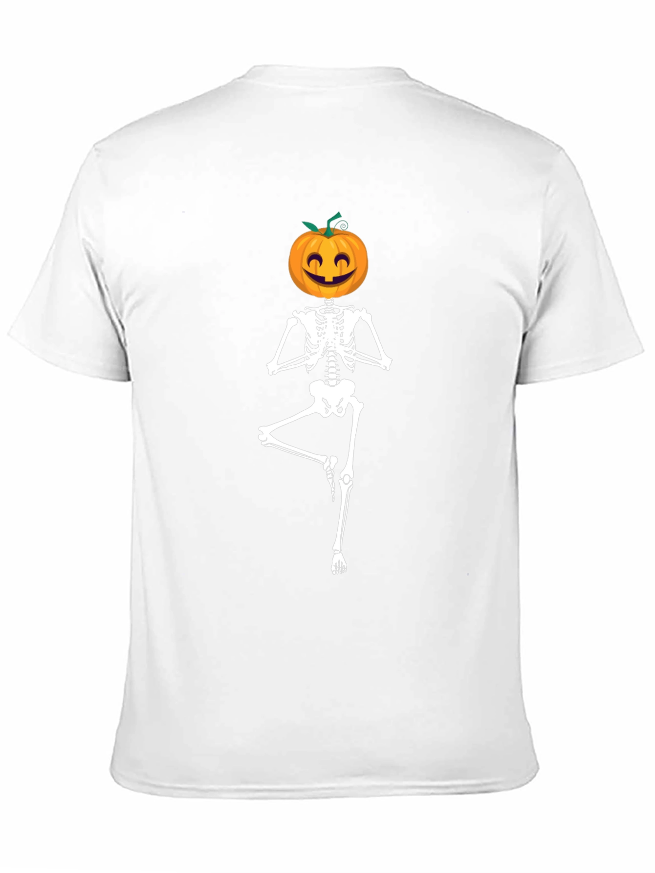 Halloween Skeleton Yoga Pumpkin Head T-Shirt