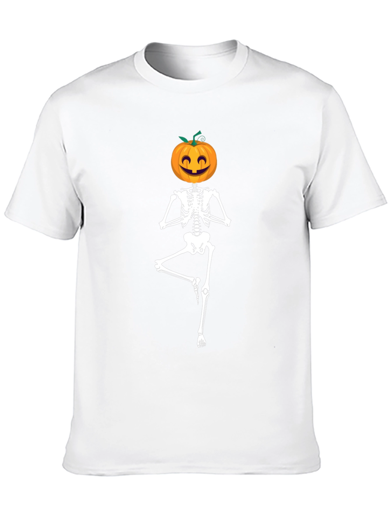 Halloween Skeleton Yoga Pumpkin Head T-Shirt