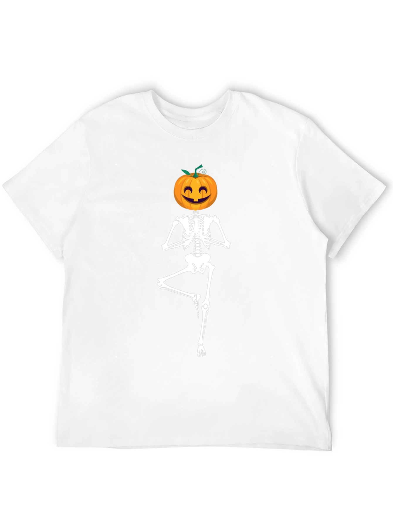 Halloween Skeleton Yoga Pumpkin Head T-Shirt