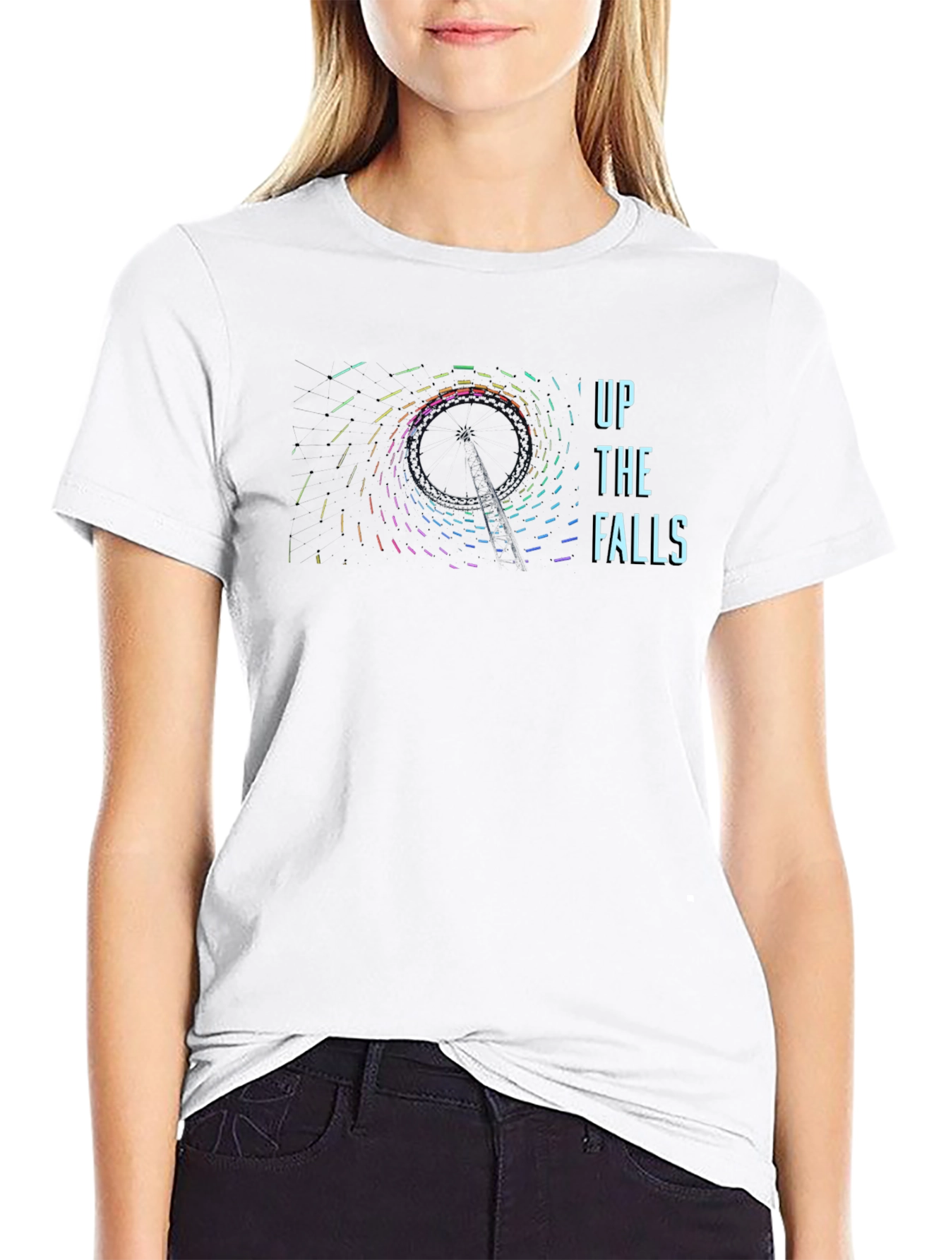Up the Falls Graphic Tee - Black Cotton T-Shirt