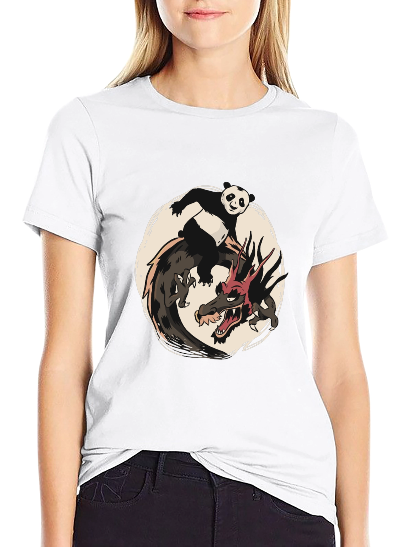 Panda and Dragon Graphic Tee - Unique Design