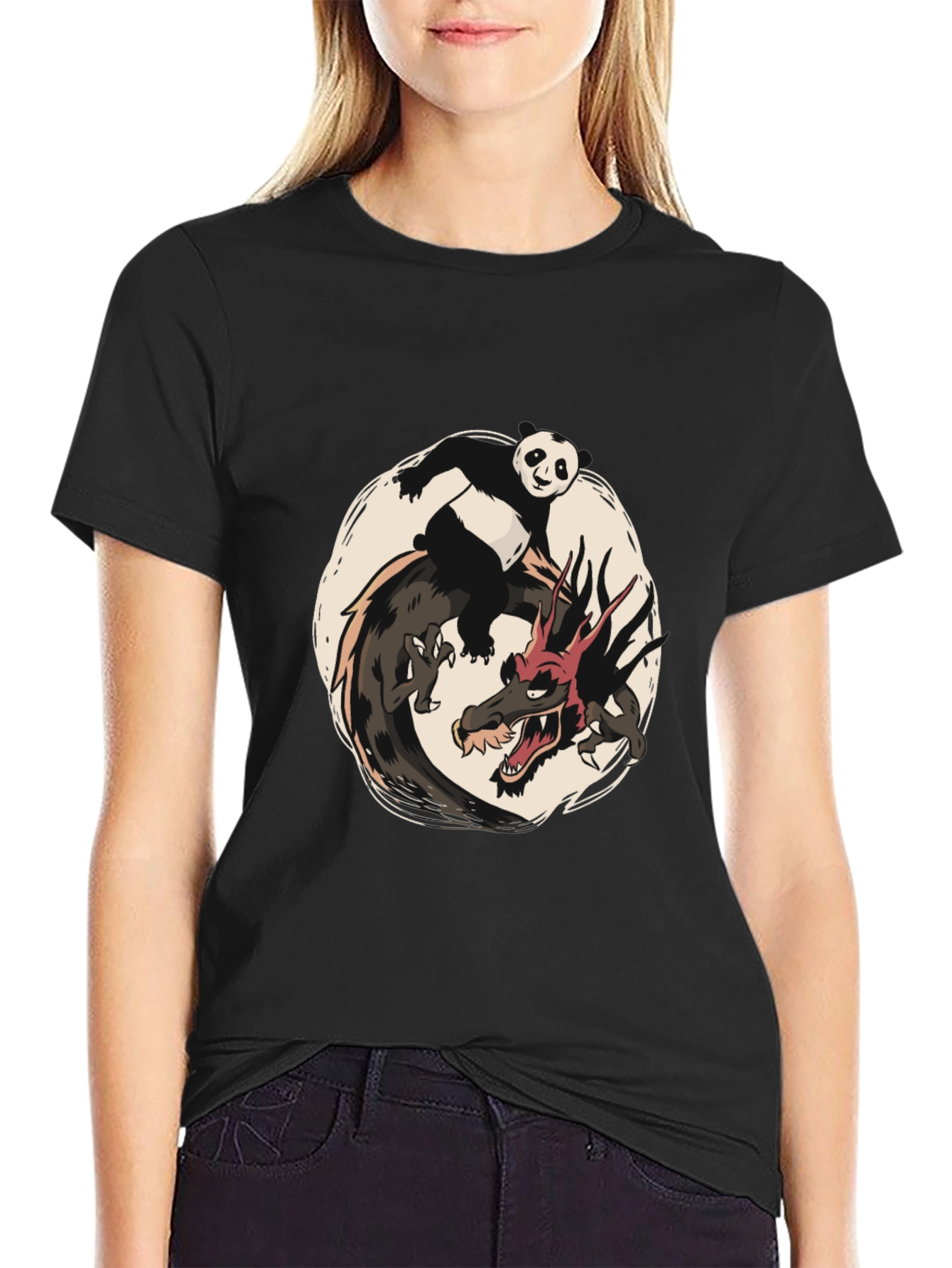 Panda and Dragon Graphic Tee - Unique Design