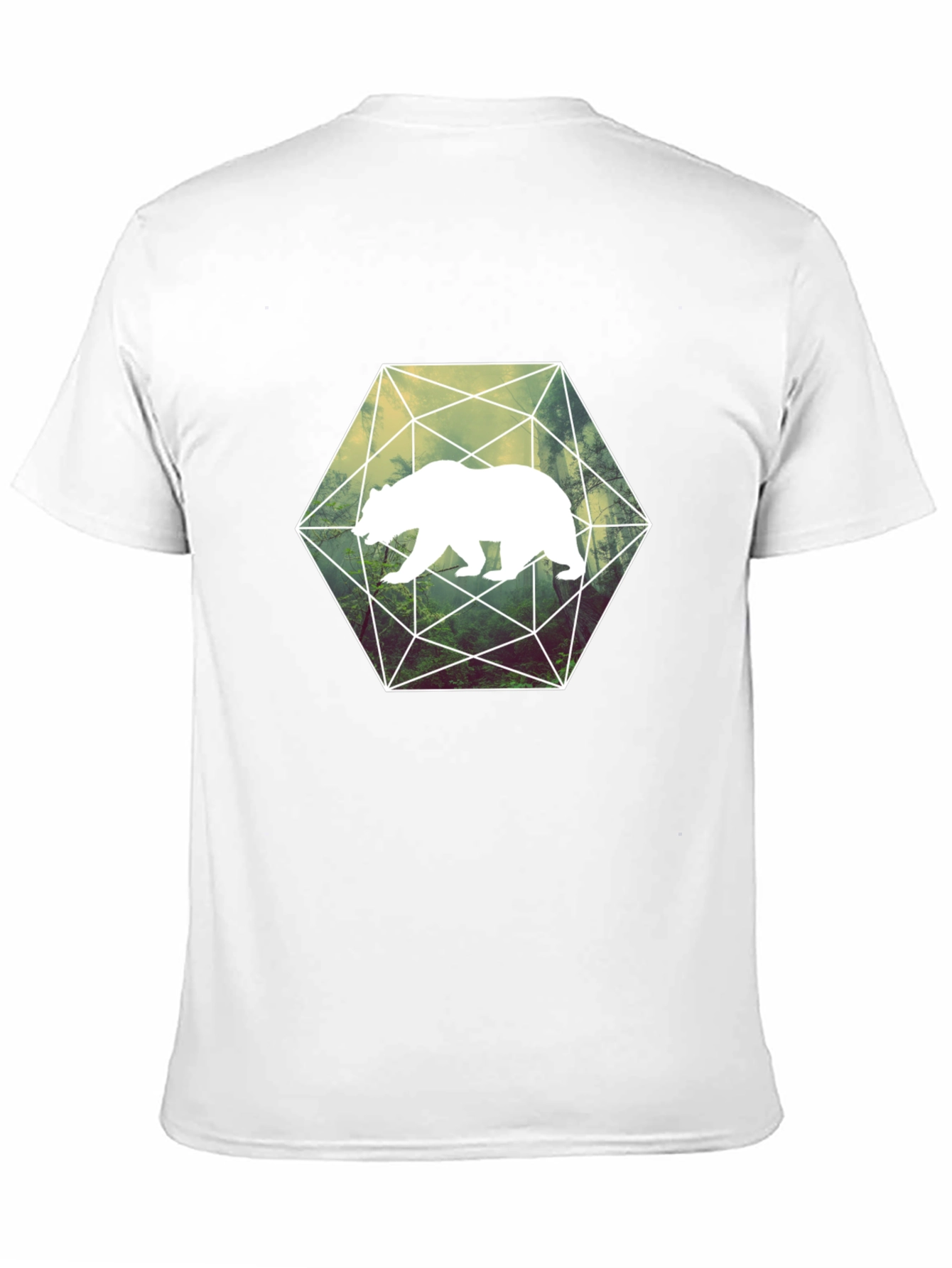 Geometric Bear Graphic T-Shirt - Black