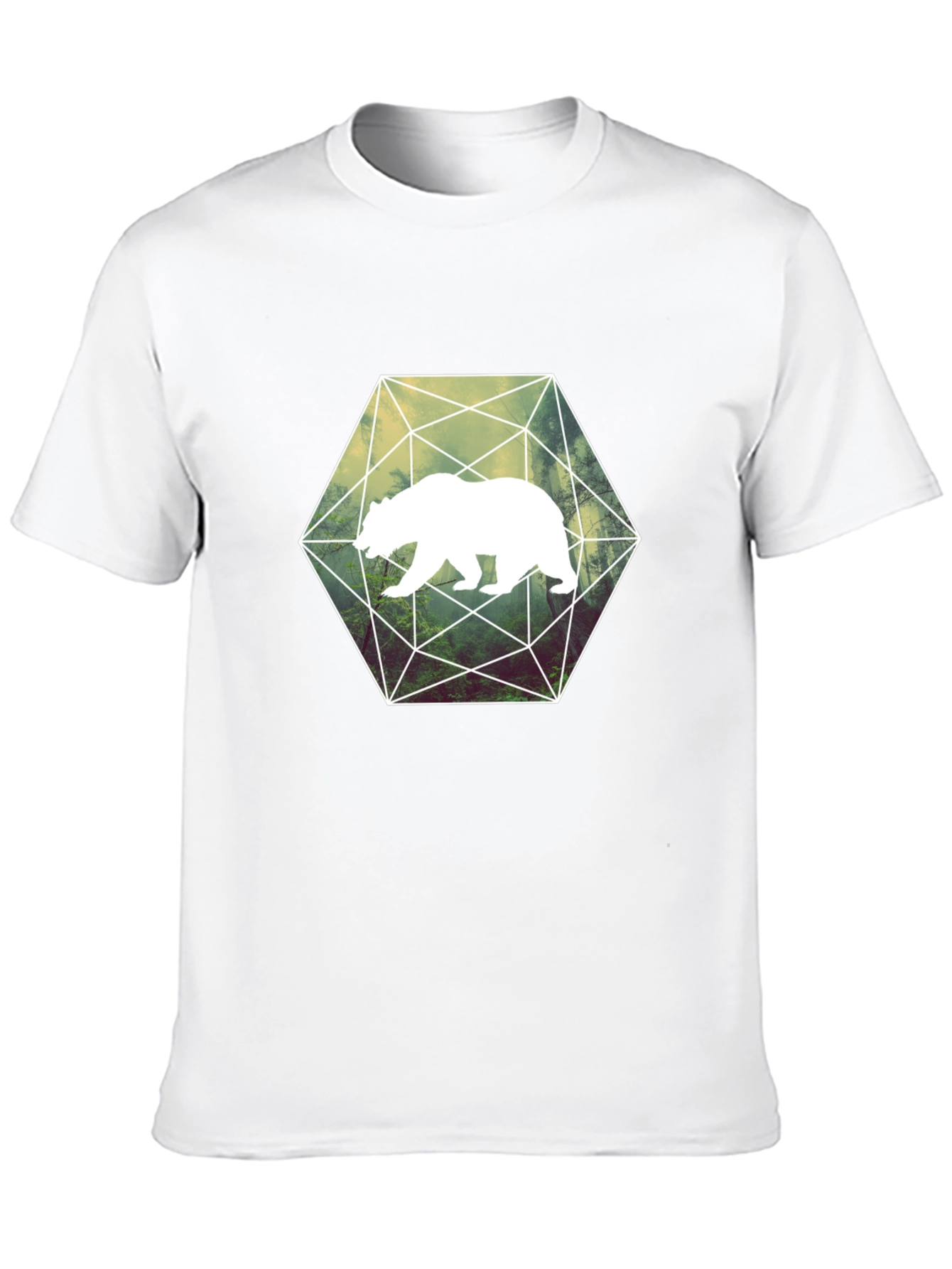 Geometric Bear Graphic T-Shirt - Black
