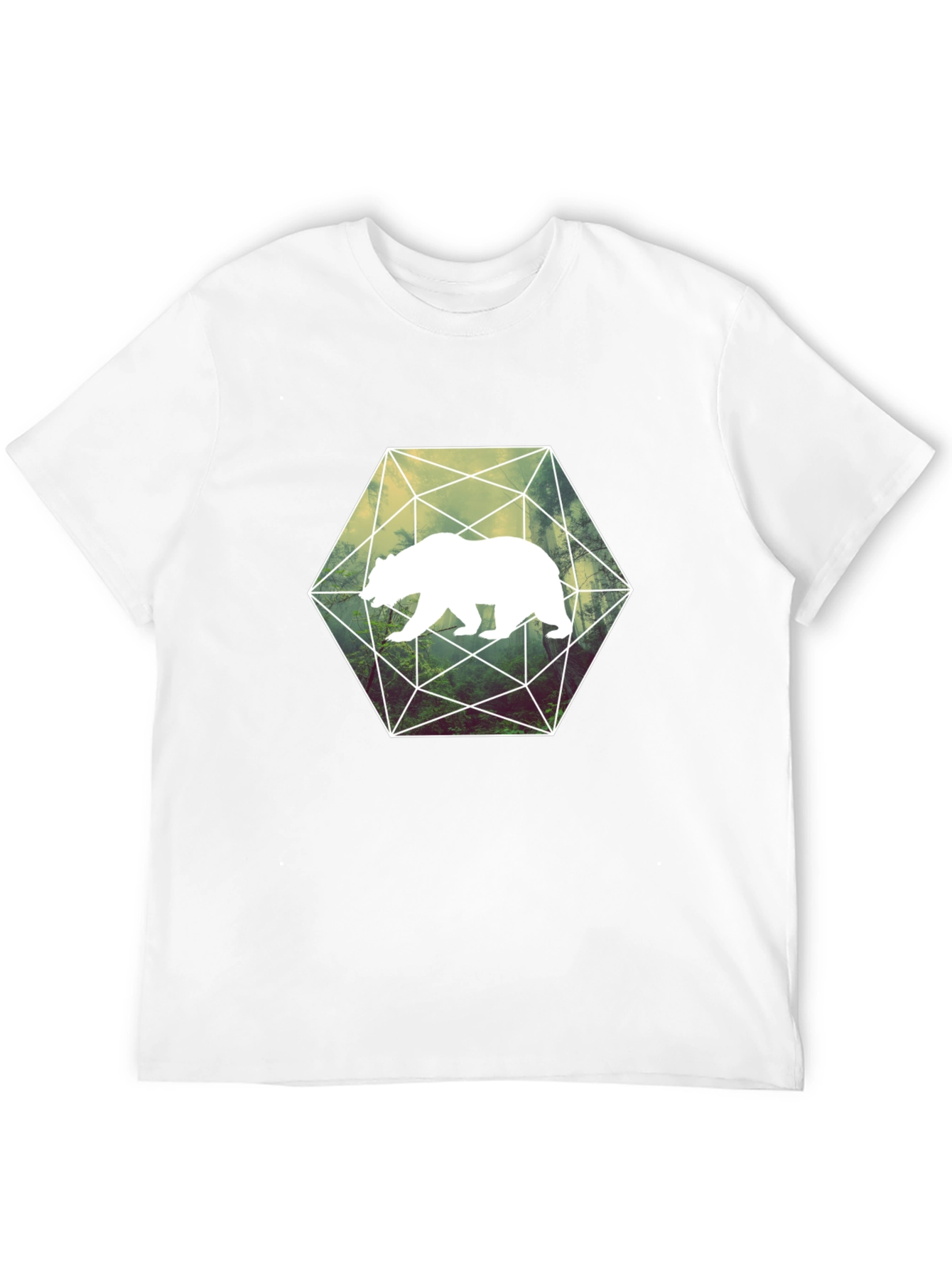 Geometric Bear Graphic T-Shirt - Black