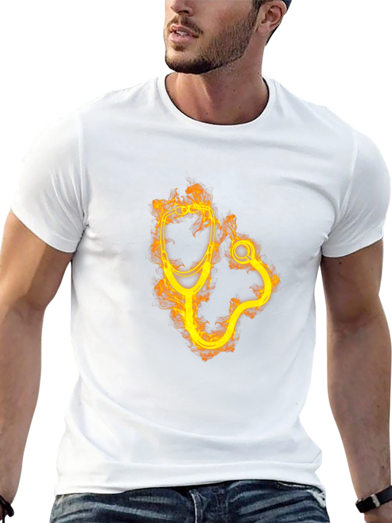 Fiery Stethoscope Graphic Tee - Medical Professional Apparel