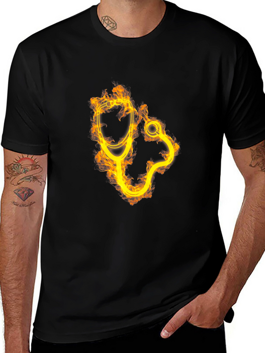 Fiery Stethoscope Graphic Tee - Medical Professional Apparel