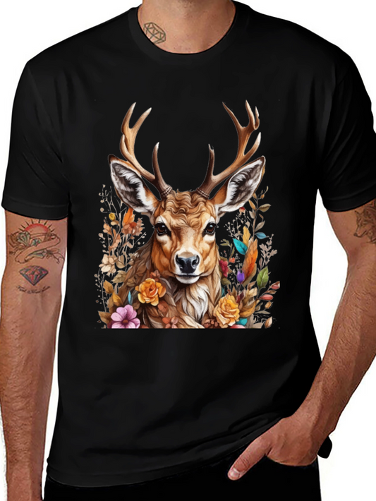 Deer Floral Graphic Tee - Nature Inspired Style