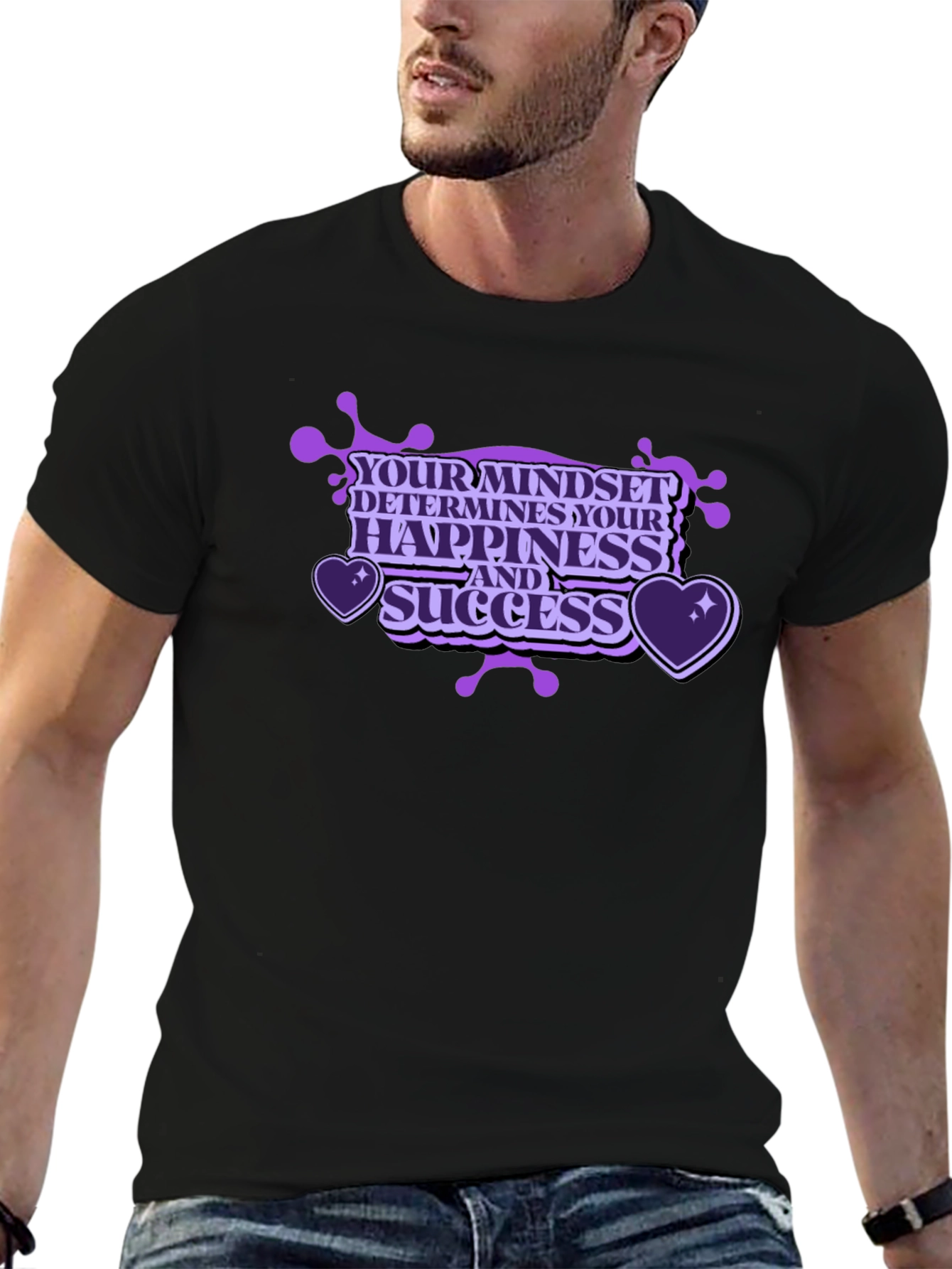 Mindset Happiness Success Black T-Shirt