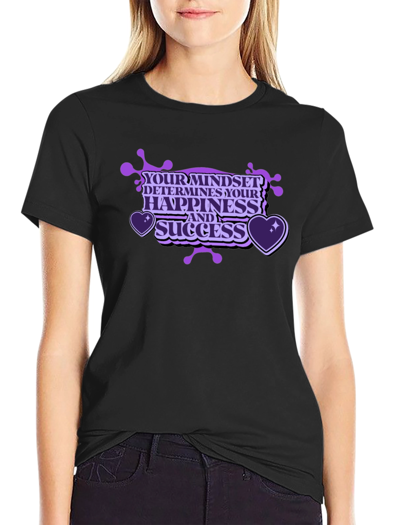 Mindset Happiness Success Black T-Shirt