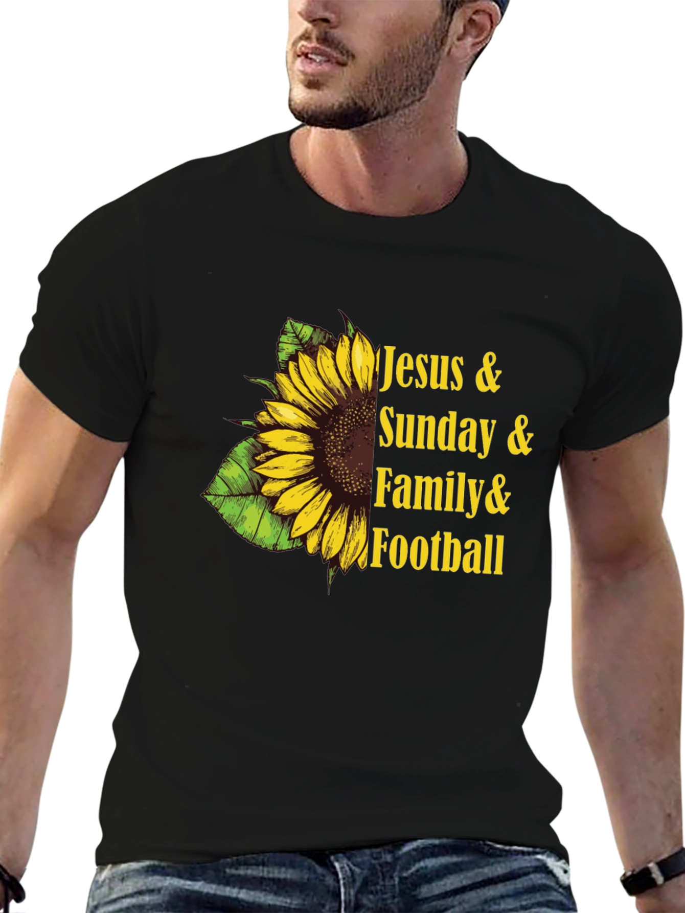 Jesus Sunday Family Football Sunflower Tee