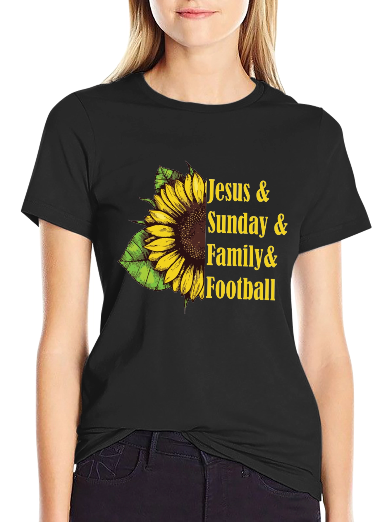 Jesus Sunday Family Football Sunflower Tee