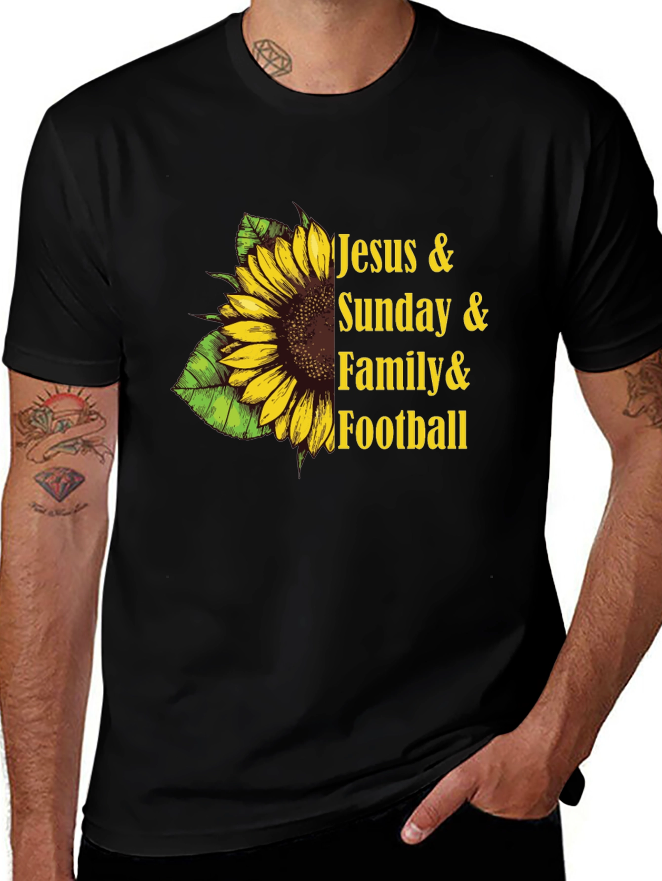Jesus Sunday Family Football Sunflower Tee