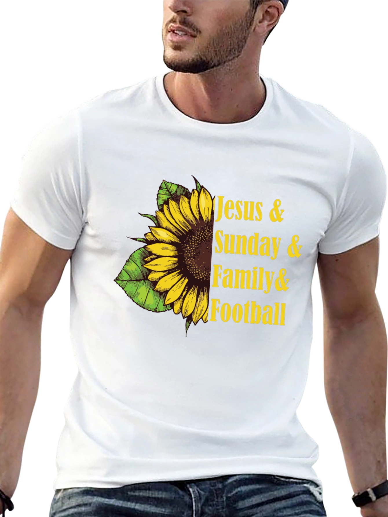Jesus Sunday Family Football Sunflower Tee