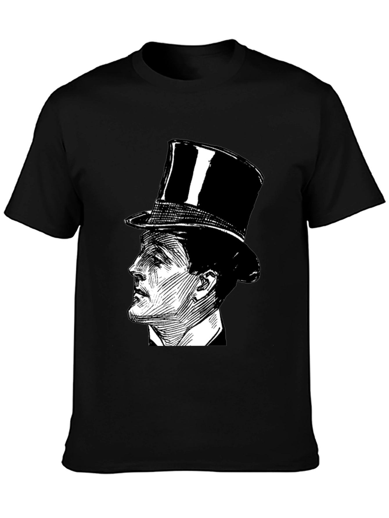 Top Hat Gentleman Graphic Tee - Black