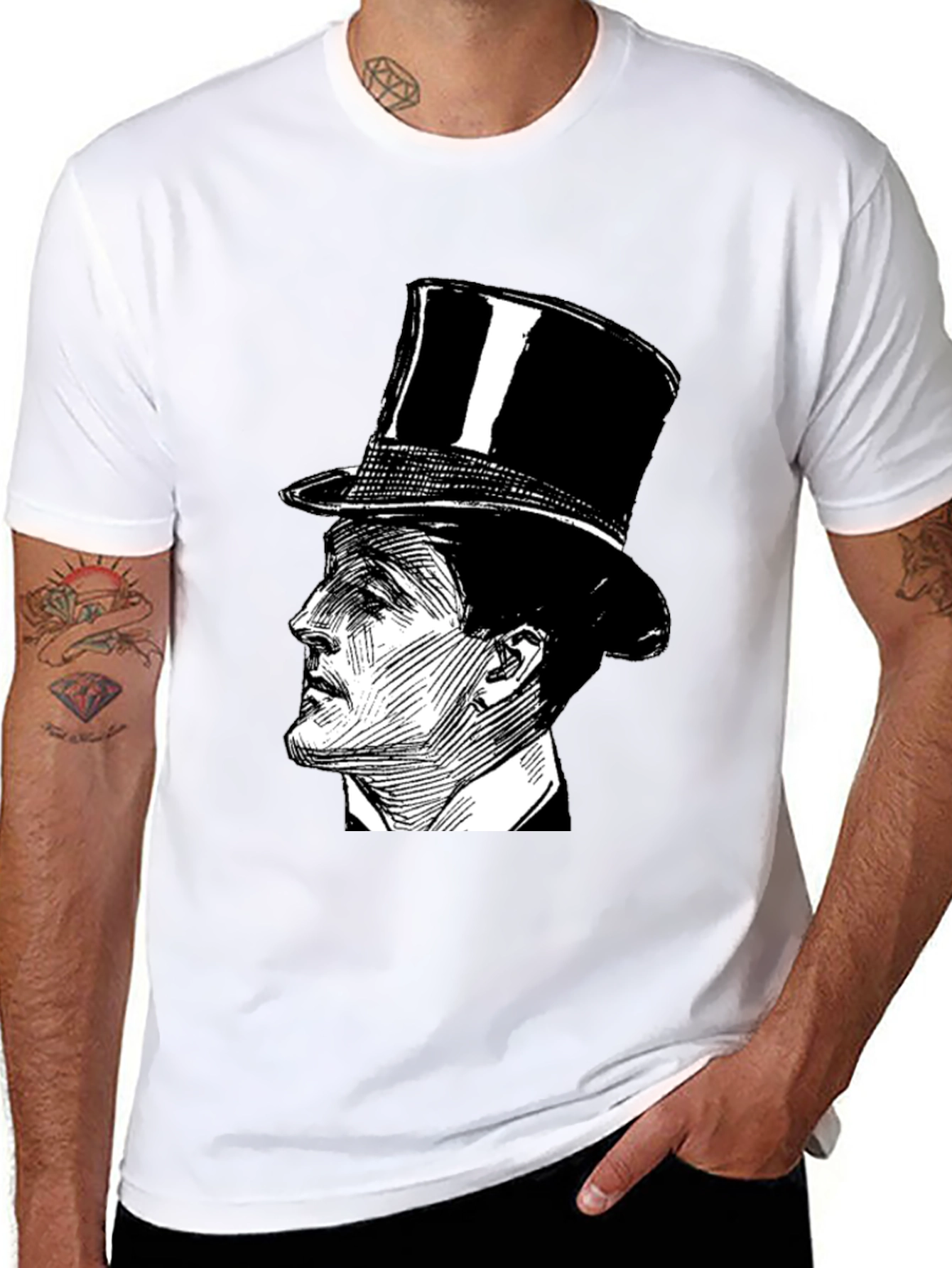 Top Hat Gentleman Graphic Tee - Black