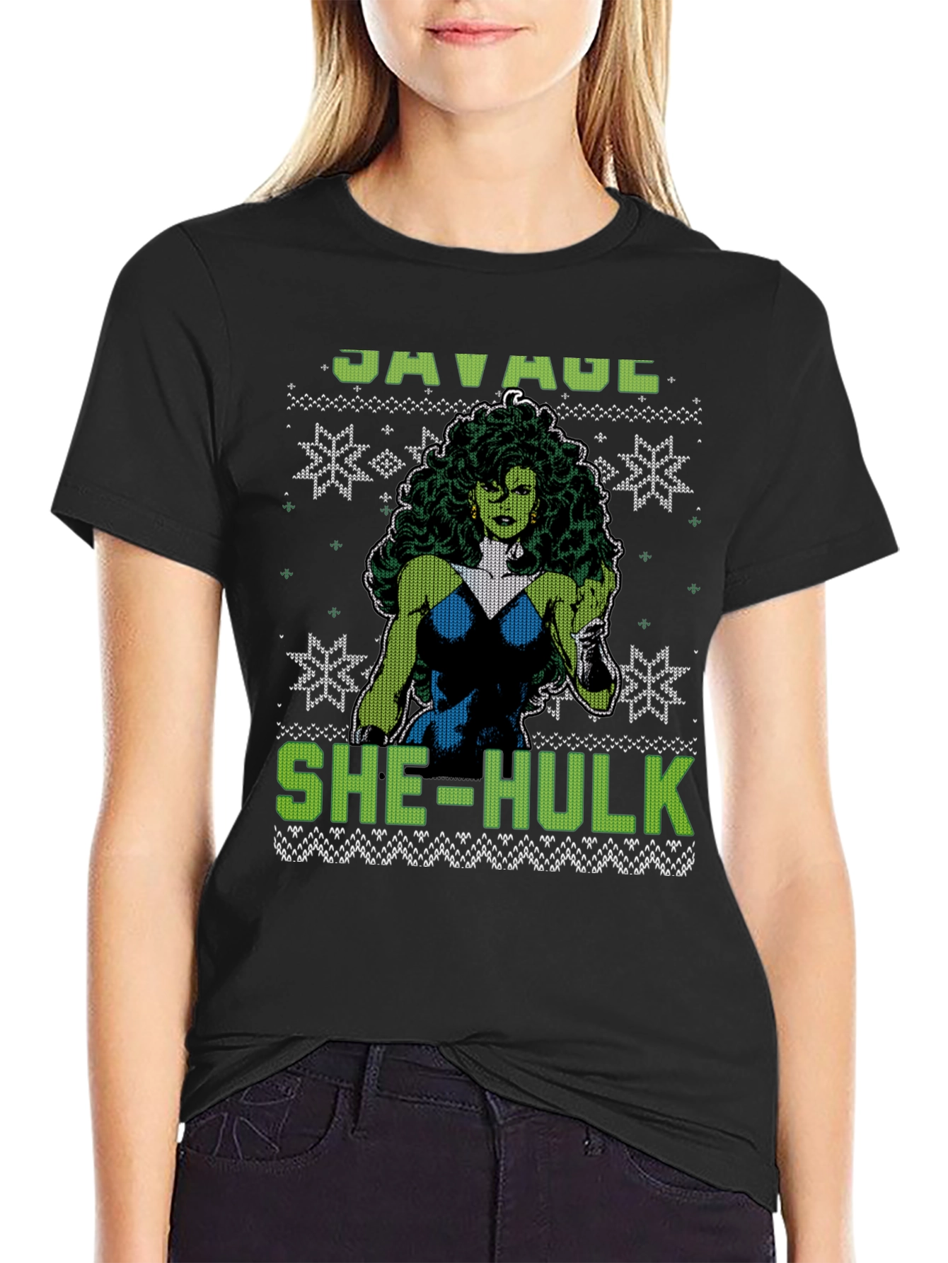 Savage She-Hulk Ugly Christmas Sweater T-Shirt